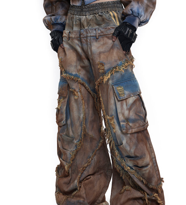 Old Mud Dyed Two Pieces Jeans