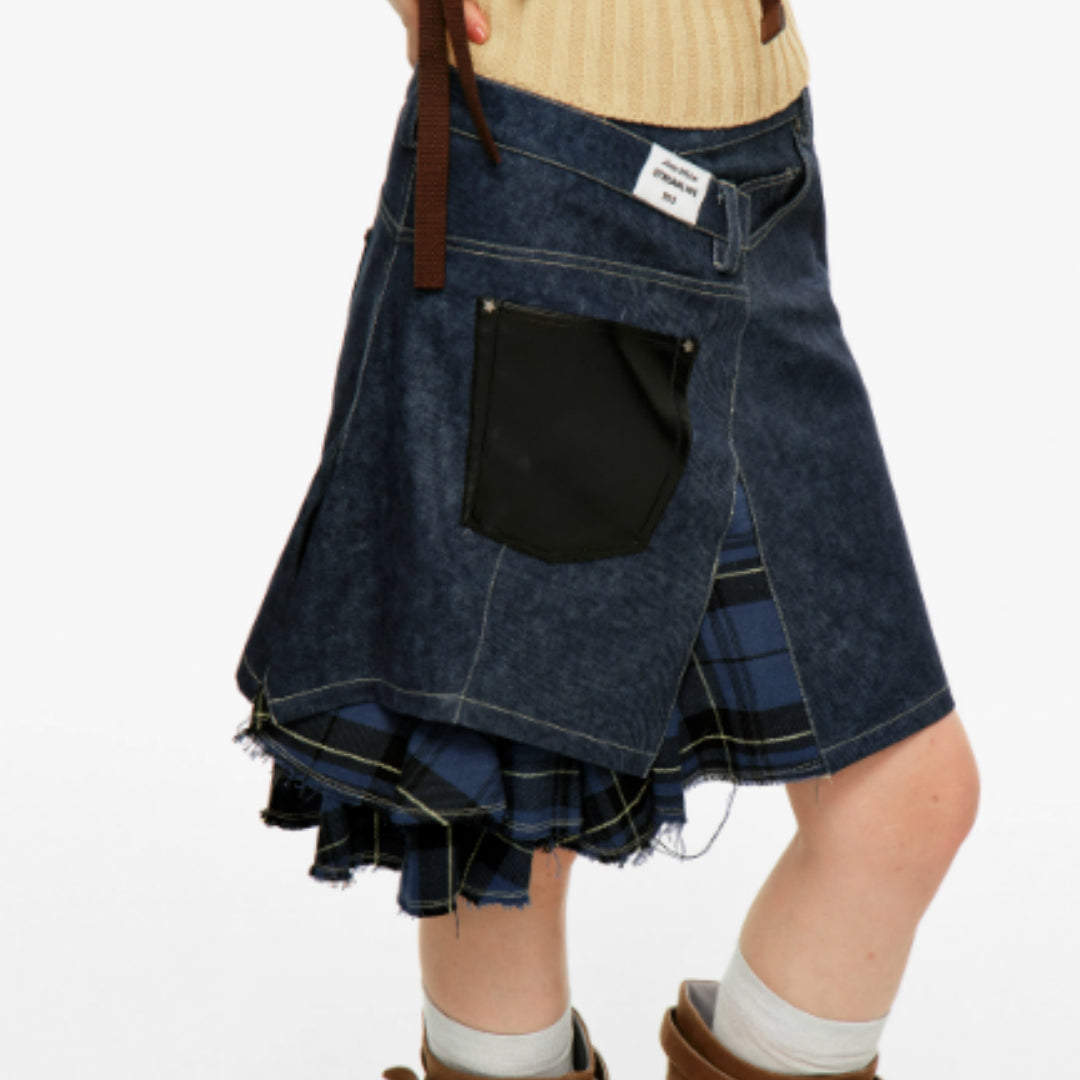 Splicing Irregular Mid Skirt