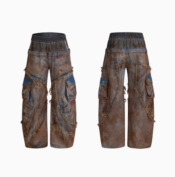 Old Mud Dyed Two Pieces Jeans