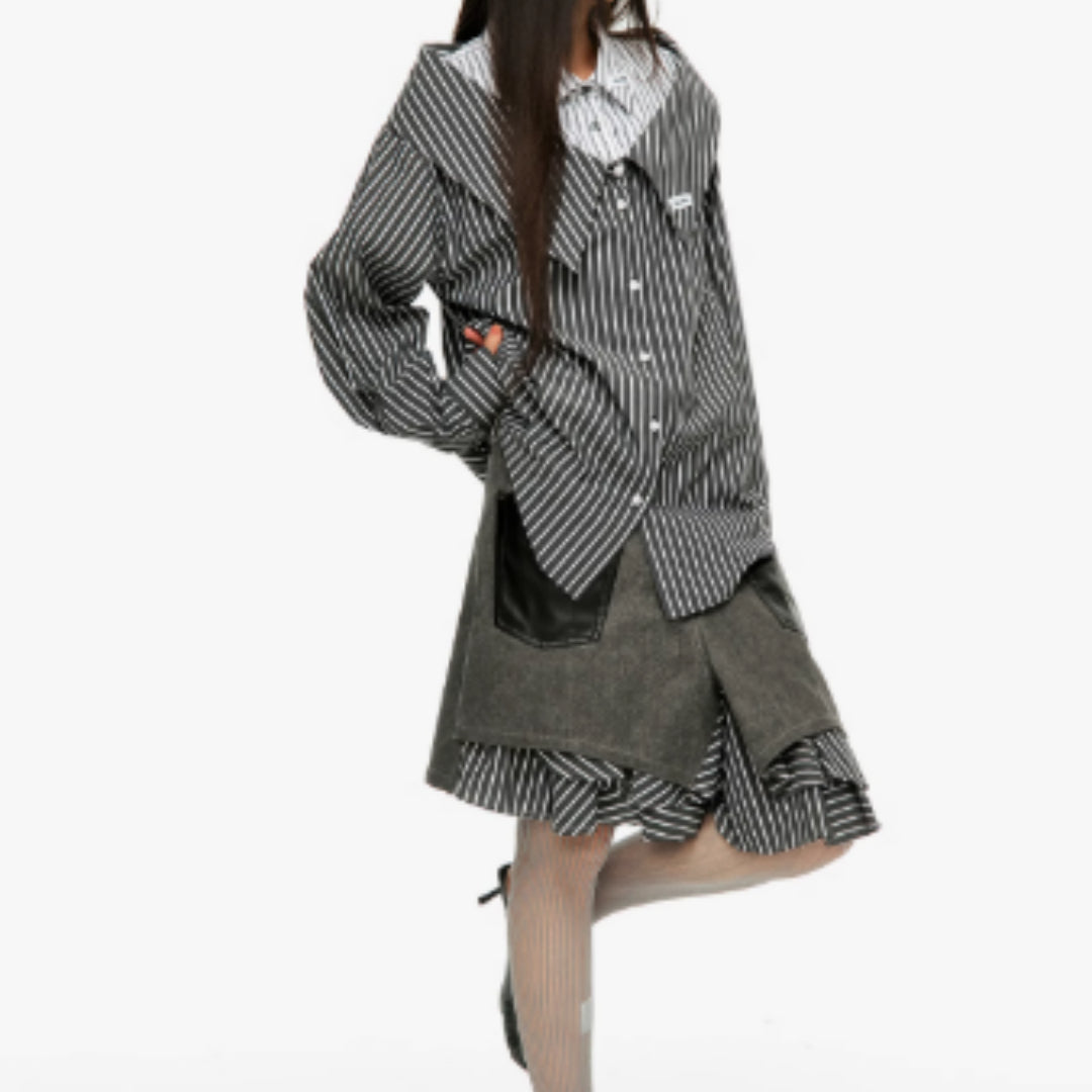 Splicing Irregular Mid Skirt