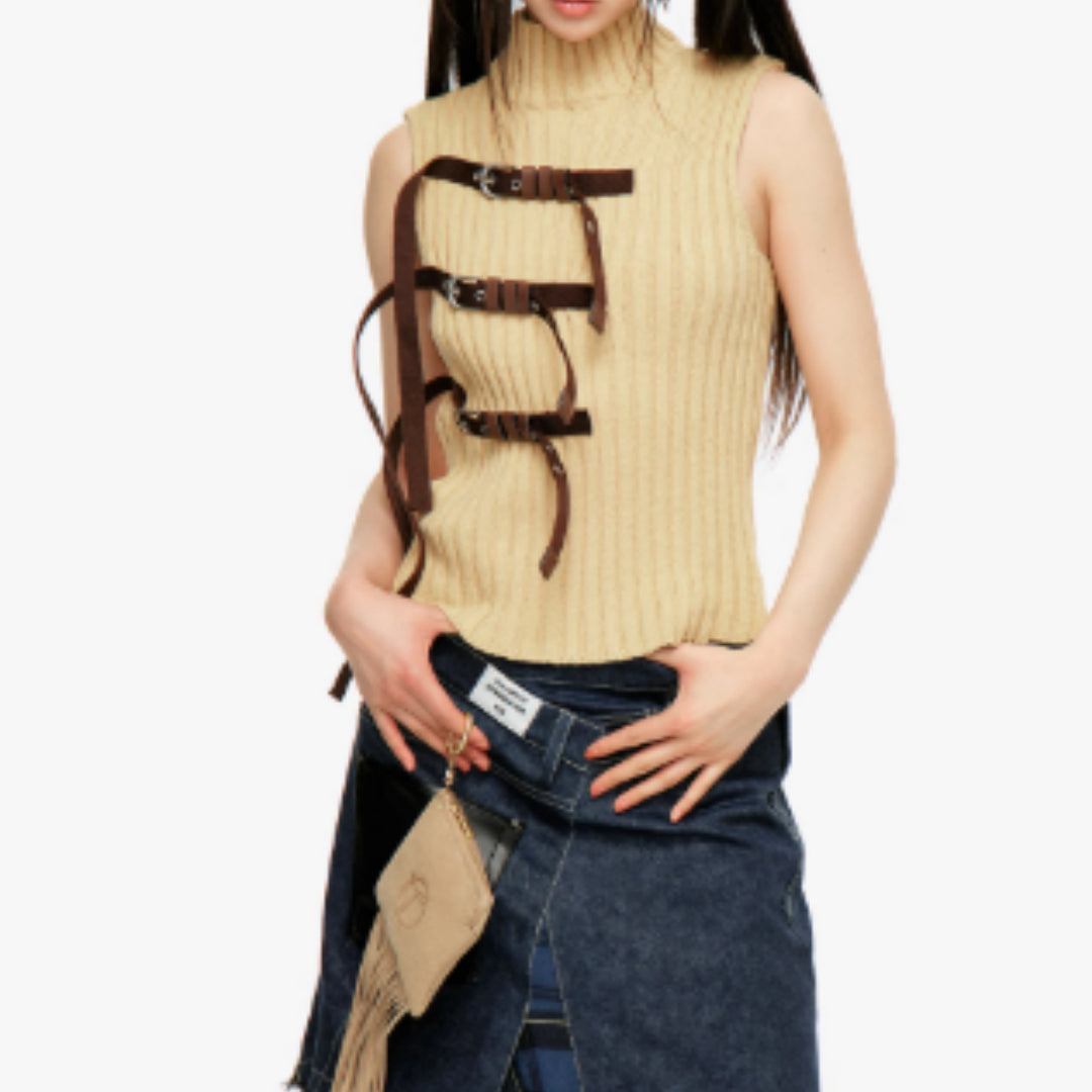 Splicing Irregular Mid Skirt