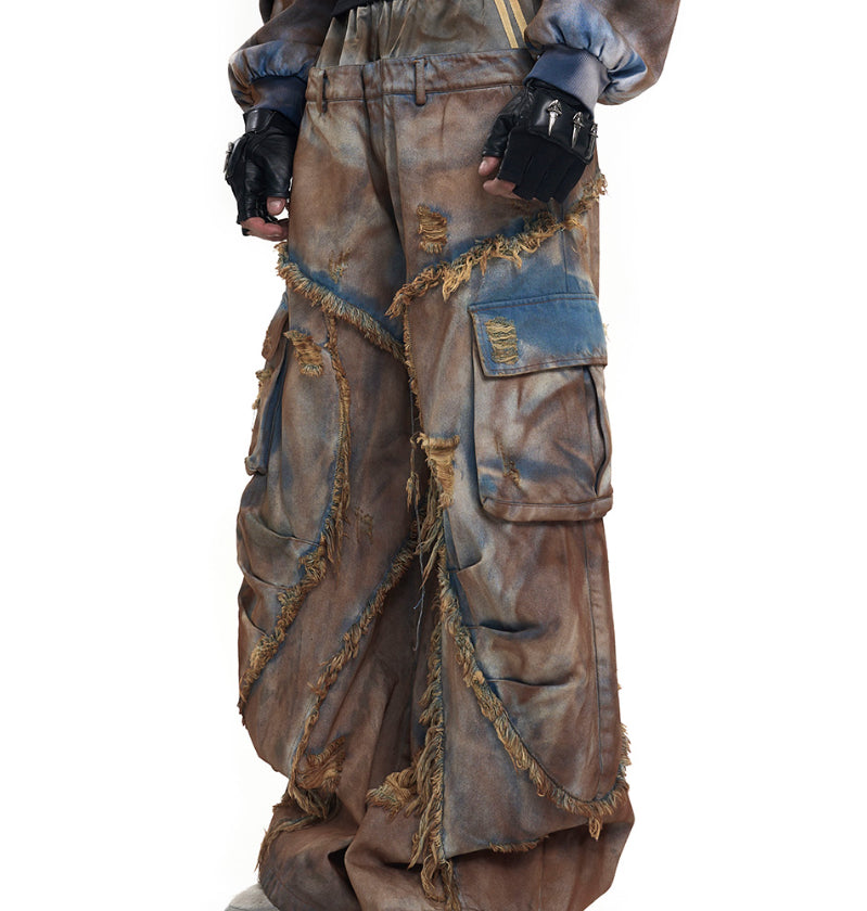 Old Mud Dyed Two Pieces Jeans