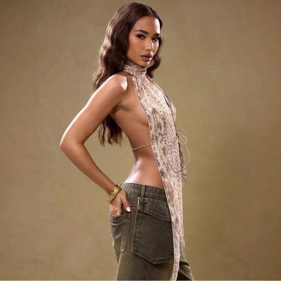 Backless Lace Up Vest Top