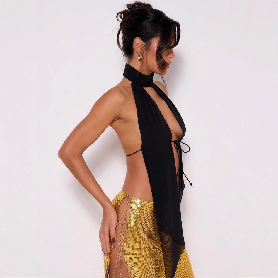 Backless Lace Up Vest Top