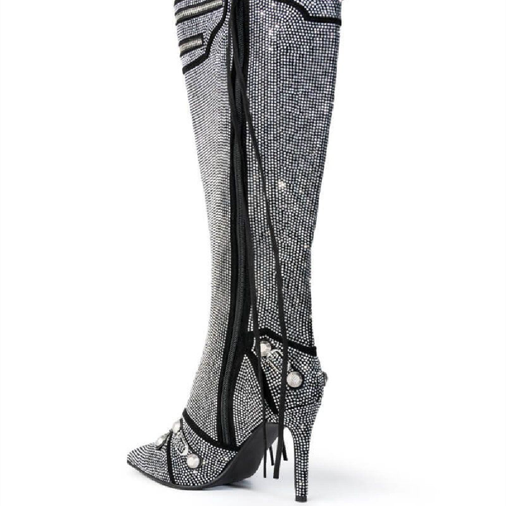 Needle Rhinestone Boots