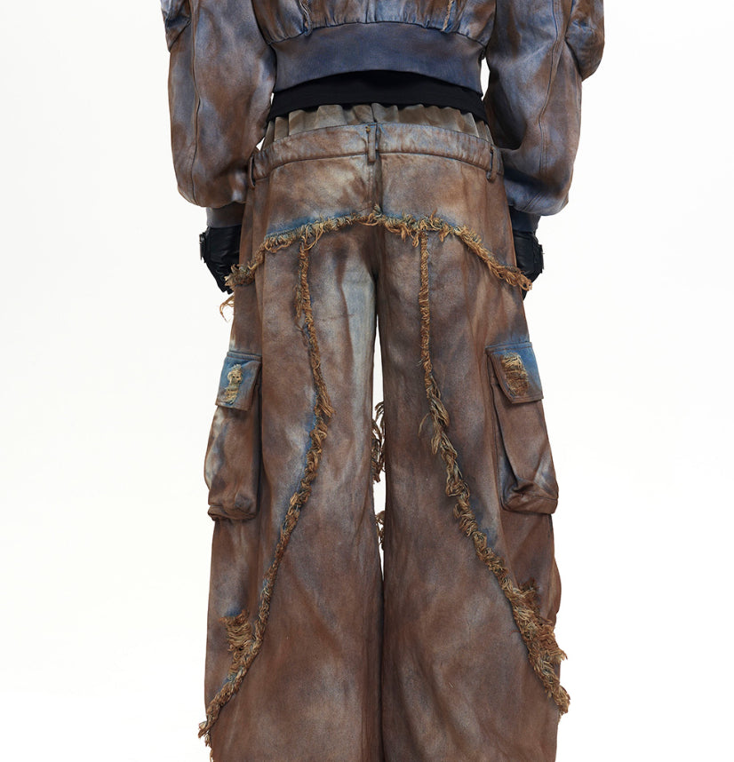 Old Mud Dyed Two Pieces Jeans