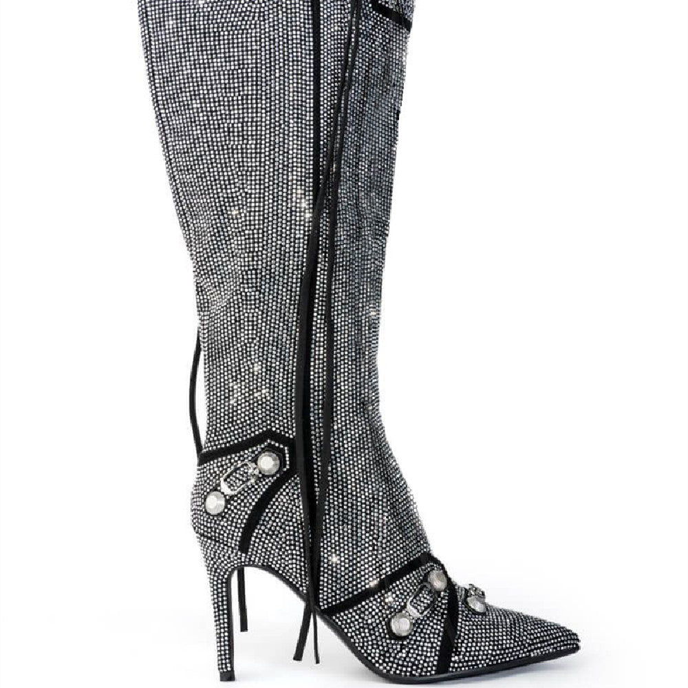 Needle Rhinestone Boots